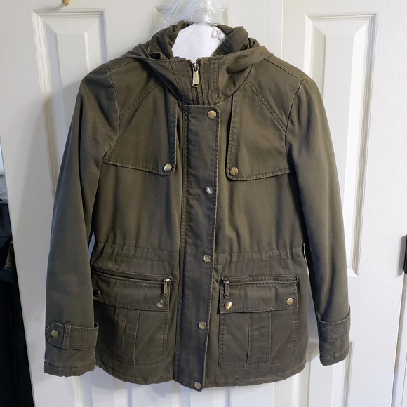 Michael Kors Olive Green Hooded Utility Jacket - Picture 1 of 4